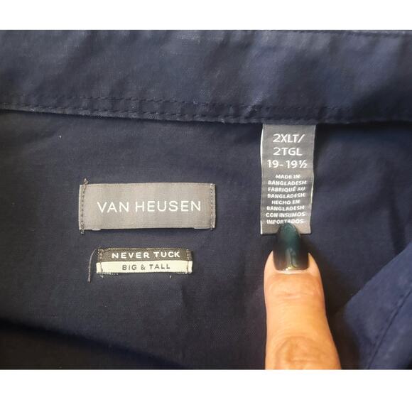Van Heusen Solid Blue Never Tuck Button-Down Mens Size 2XLT - Picture 2 of 6